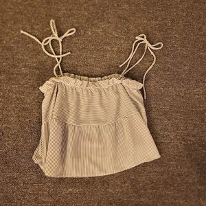 L.A. Heart Striped Tie Strap Crop Top – XS